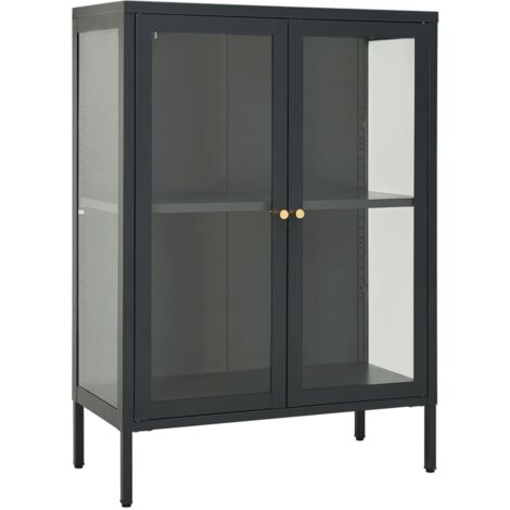 Buffet 75x35x105 cm Acier et Verre Meuble de Rangement Multicolore vidaXL