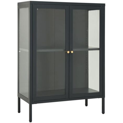 Buffet Anthrazit 75x35x105 cm Stahl und Glas