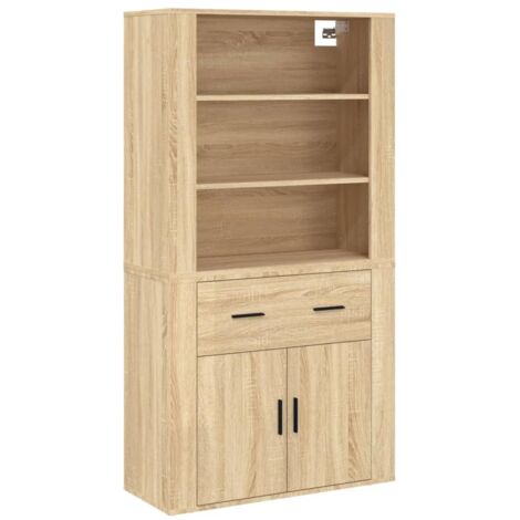 Buffet aparador cómoda armario mueble organizador cocina salón salón alto madera contrachapada sonoma marrón 020034217