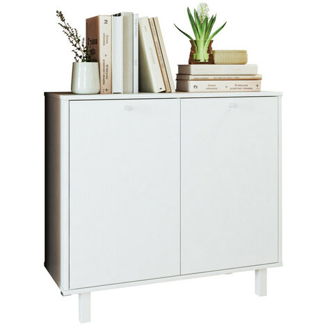 Buffet Armoire 2 Portes 4 Niches Blanc L 90 H 82.5 P 35.5 cm