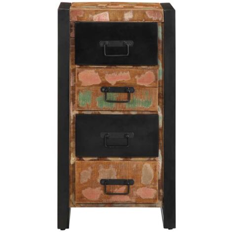 Buffet Armoire à tiroir multicolore 40x40x75 cm bois de récupération