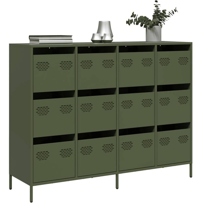 Vidaxl - Buffet vert olive 135x39x103,5 cm acier laminé à froid