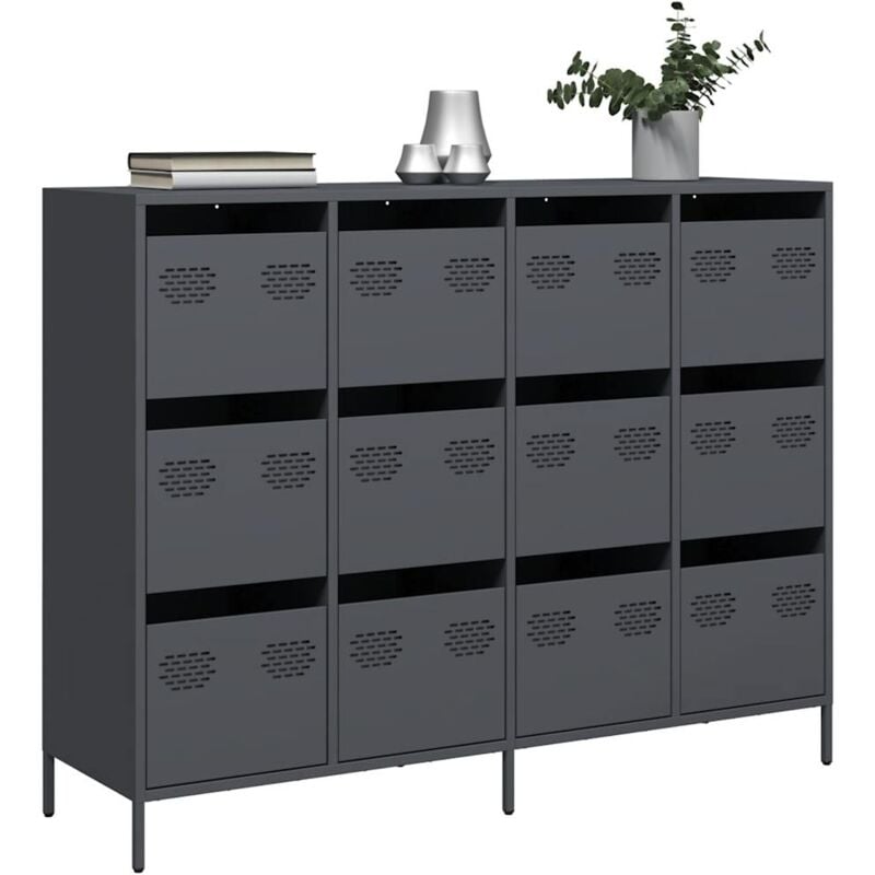 Vidaxl - Buffet anthracite 135x39x103,5 cm acier laminé à froid