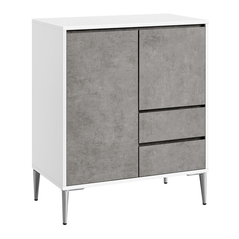 Buffet, Armoire de Rangement, 2 Compartiments avec Porte et Étagère Réglable en Hauteur, 2 Tiroirs, Moderne, 40 x 70 x 85 cm, pour Salon, Salle à