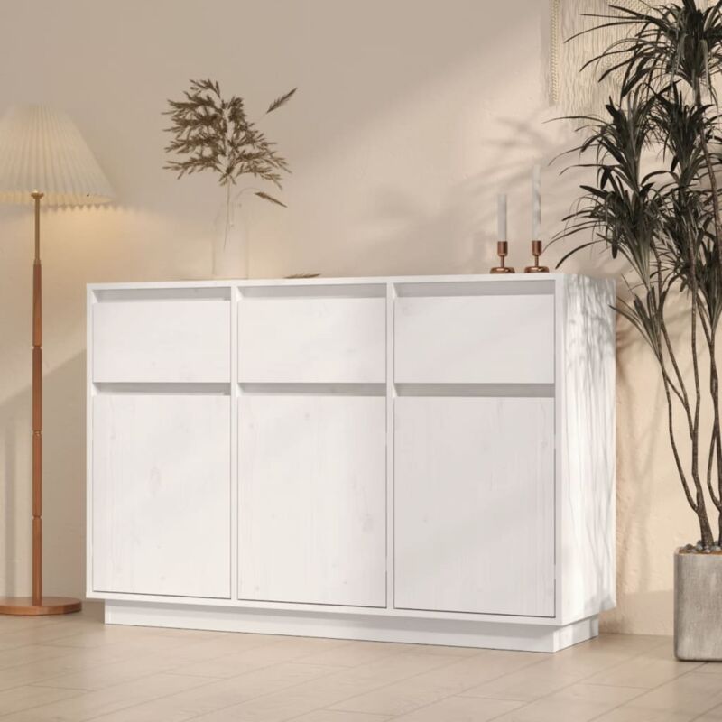 Buffet - Armoire de rangement Enfilade Blanc 110x34x75 cm Bois massif de pin BV647903