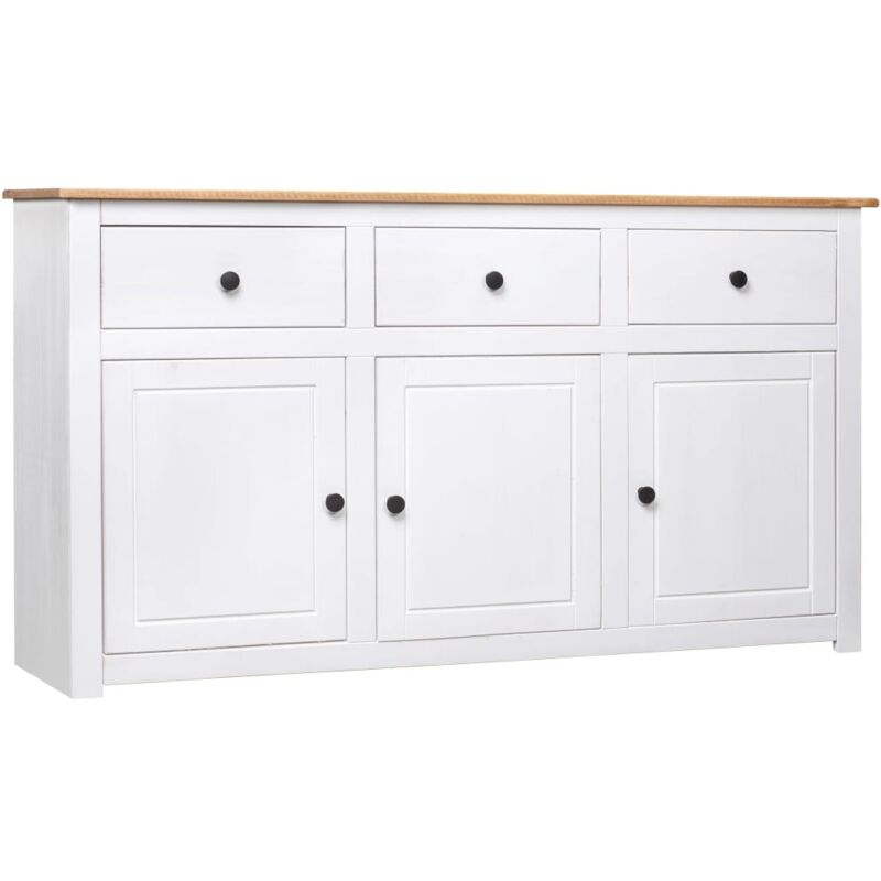 Buffet - Armoire de rangement Enfilade Blanc 135x40x80 cm Pin solide Gamme Panama BV969499 - BonneVie