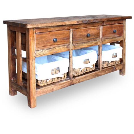 Buffet - Armoire de rangement Enfilade Bois de récupération massif 100 x 30 x 50 cm BV284814 - BonneVie