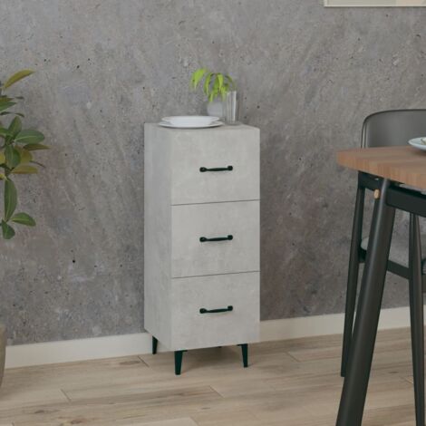 Buffet - Armoire de rangement Enfilade Gris béton 34,5x34x90 cm Bois d'ingénierie BV932233 - BonneVie