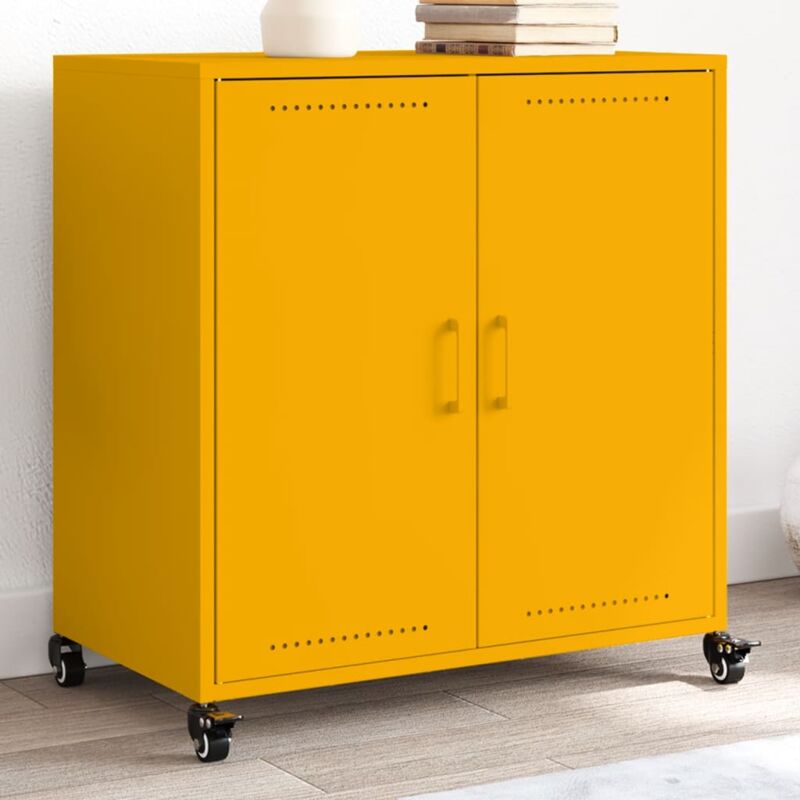 Vidaxl - Buffet jaune moutarde 68,5x39x72 cm acier laminé à froid