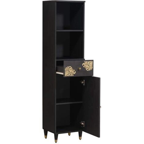 Buffet Armoire de salle de bain avec tiroir Noir 38 x 33 x 160 cm