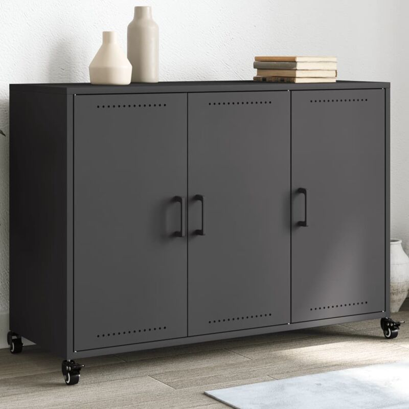 Vidaxl - Buffet noir 100,5x39x72 cm acier