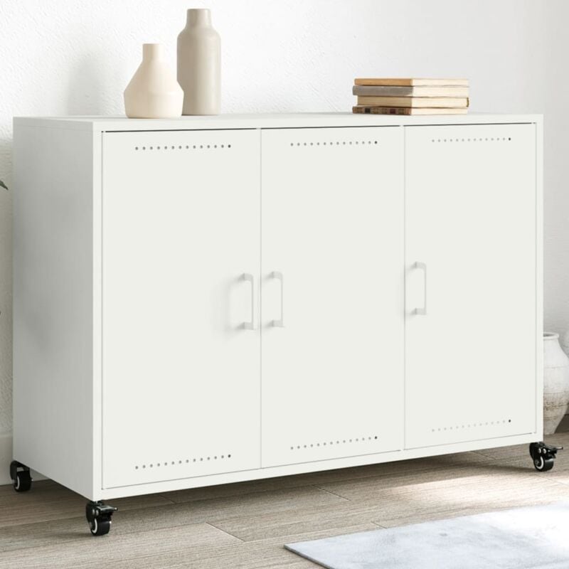 Vidaxl - Buffet blanc 100,5x39x72 cm acier