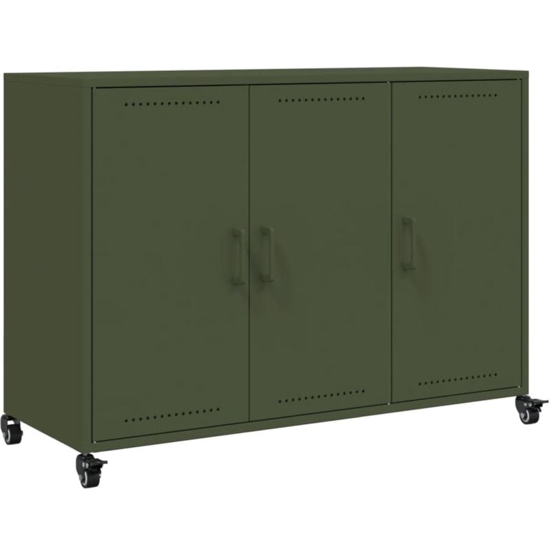 Vidaxl - Buffet vert olive 100,5x39x72 cm acier