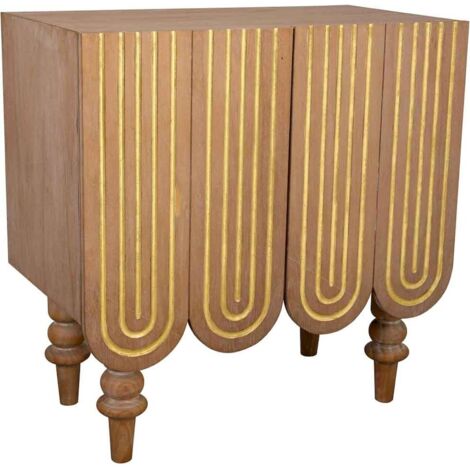 Buffet art déco bois naturel et doré élégant - bois naturel doré