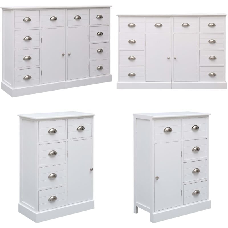 Vidaxl - Buffet avec 10 tiroirs Blanc 113x30x79 cm Bois - Buffet Blanc - Meuble Rangement - Commode - Armoire - Mobilier Chambre - Home & Living