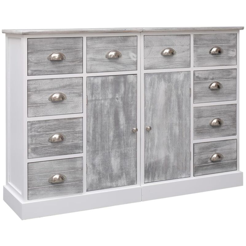 Vidaxl - Buffet avec 10 tiroirs Gris 113x30x79 cm Bois