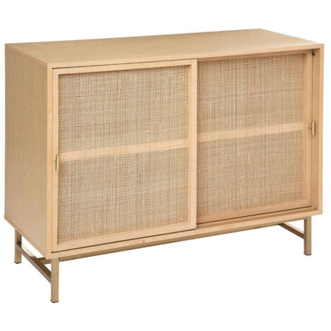 Buffet avec 2 portes en MDF coloris Beige - Longueur 100 x profondeur 40 x hauteur 78,5 cm -PEGANE-