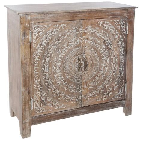 Buffet avec 2 portes en métal coloris marron - Longueur 90 x Profondeur 40 x Hauteur 90 cm