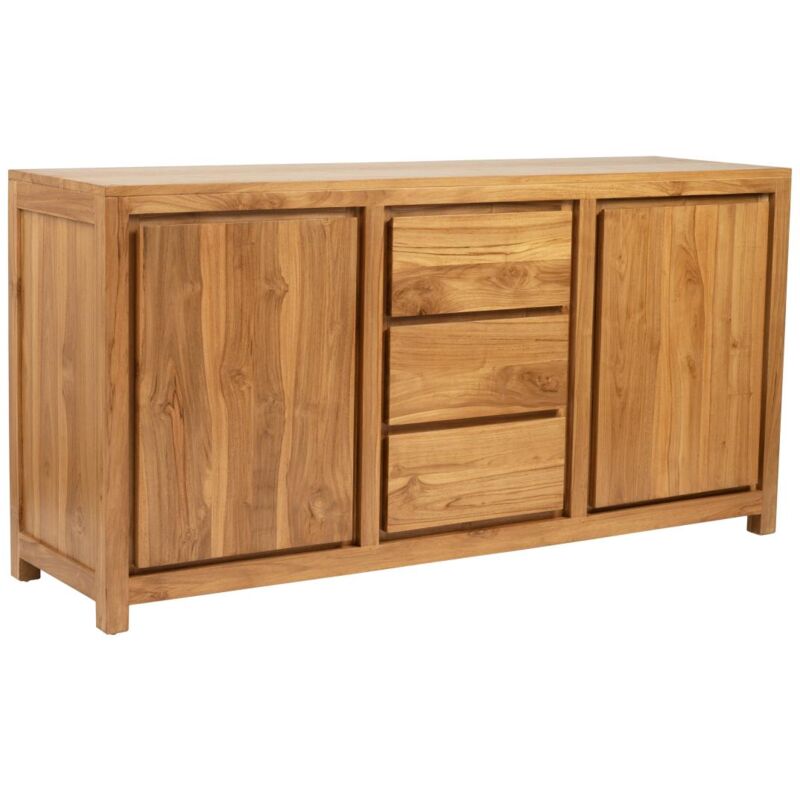 Vente-unique - Buffet avec 2 portes et 3 tiroirs en bois de teck - Naturel - alemia