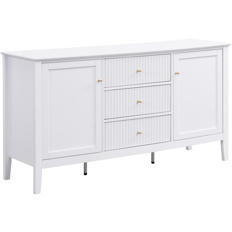 Vente-unique - Buffet avec 2 portes et 3 tiroirs en mdf - Blanc - nariva