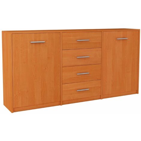 Buffet avec 2 portes et 4 tiroirs Aulne - Meuble de Rangement Style contemporain - 177 x 35 x 75 cm