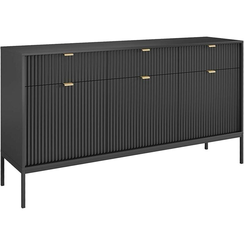Buffet avec 3 portes et 3 tiroirs - Noir - liouba de Pascal Morabito