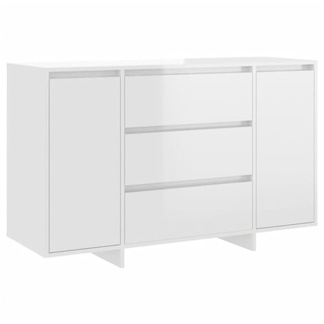 Buffet avec 3 tiroirs Blanc brillant 120x41x75