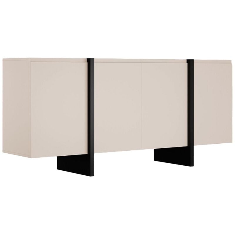Vente-unique - Buffet avec 4 portes en mdf - Beige et Noir - luvonia