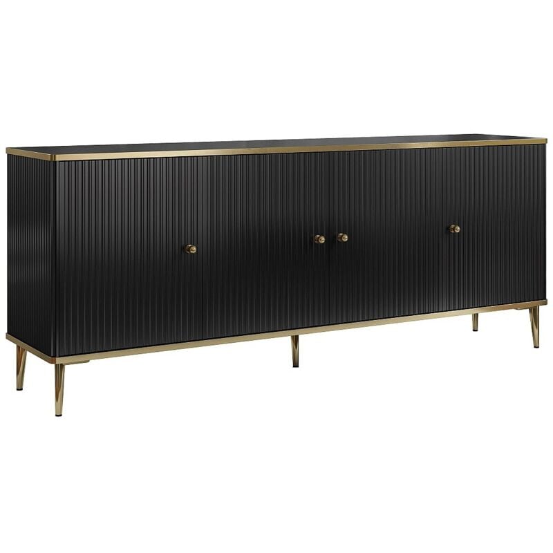 Buffet avec 4 portes en mdf et acier - Noir et doré - sinead de Pascal Morabito