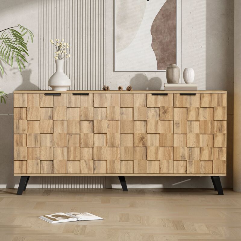 Modernluxe - Buffet avec 4 portes - en panneaux de particules - Naturel