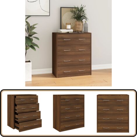 Buffet avec 4 tiroirs 60x30,5x71 cm Chêne marron - Buffet - Meuble De Rangement - Armoire - Commode - Mobilier