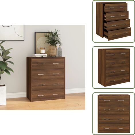 Buffet avec 4 tiroirs 60x30,5x71 cm Chêne marron - Buffet - Meuble De Rangement - Armoire - Commode - Mobilier
