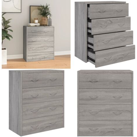 Buffet avec 4 tiroirs 60x30,5x71 cm Sonoma gris - Buffet - Meuble De Rangement - Armoire - Commode - Mobilier Salon - Home & Living