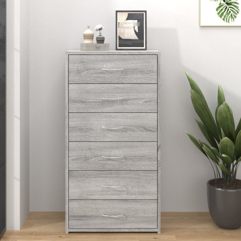 Vidaxl - Buffet avec 6 tiroirs Sonoma gris 50x34x96 cm Bois d'ingénierie
