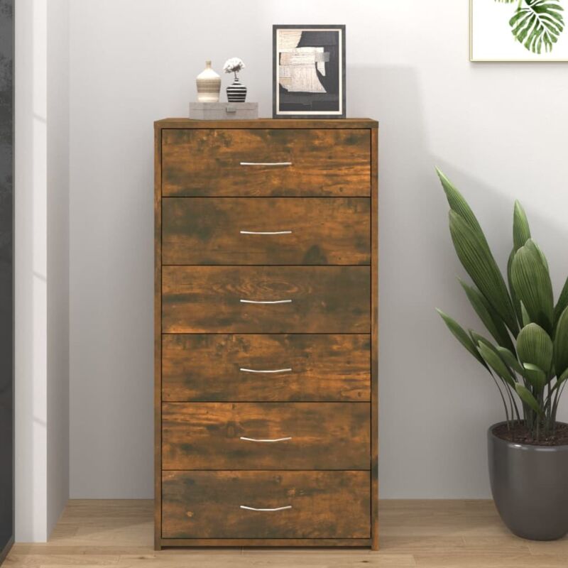 Vidaxl - Buffet avec 6 tiroirs Chêne fumé 50x34x96 cm Bois d'ingénierie