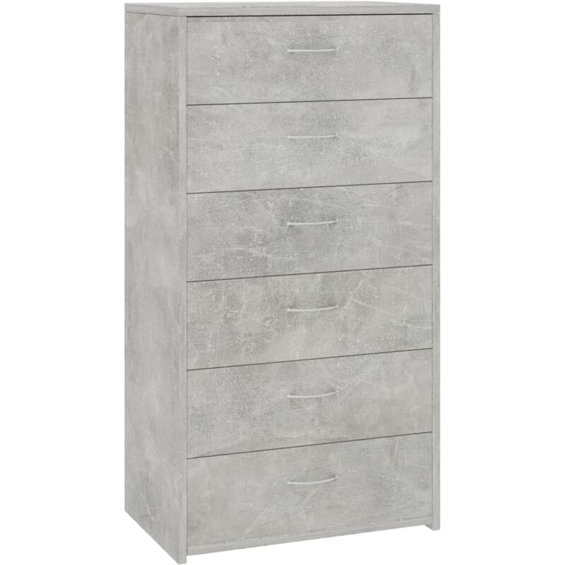 Vidaxl - Buffet avec 6 tiroirs Gris béton 50x34x96 cm Bois d'ingénierie