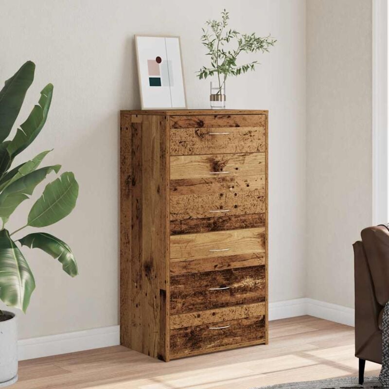 Vidaxl - Buffet avec 6 tiroirs vieux bois 50x34x96 cm bois d'ingénierie