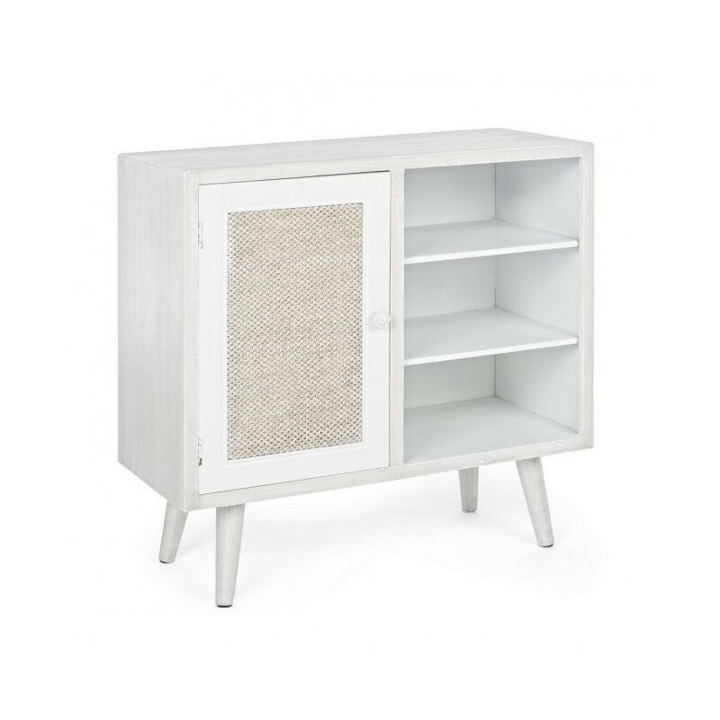 Yes Everyday - Buffet avec porte et trois étagères Blanc montiel 66x30x h64,5 cm