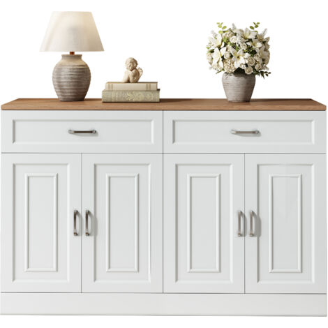 Buffet avec étagères, commode à rebond, veinure bois naturel
