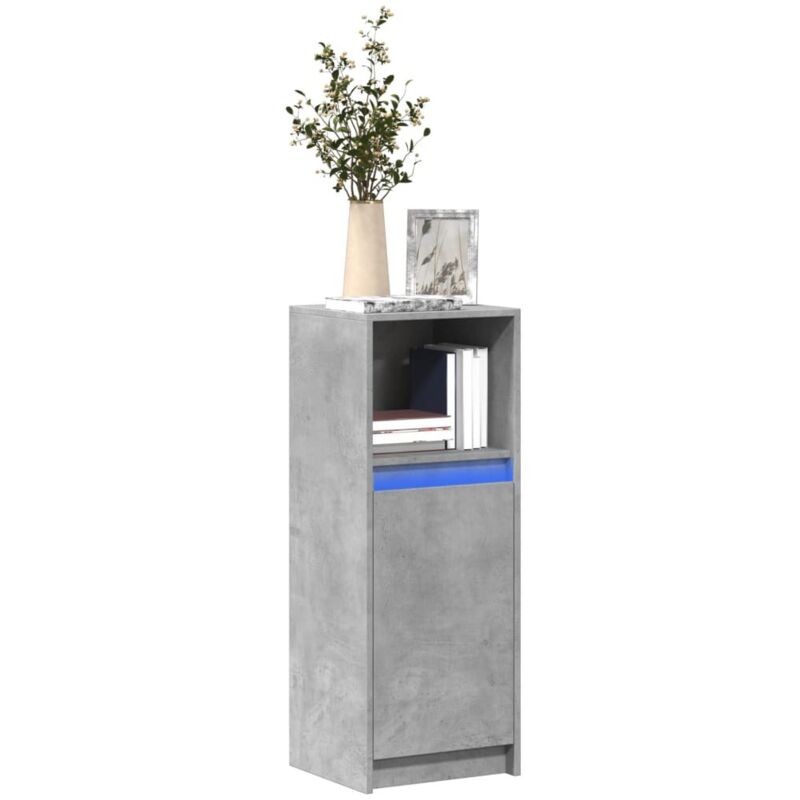 Vidaxl - Buffet avec led gris béton 38x34x100 cm bois d'ingénierie