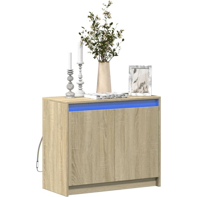Vidaxl - Buffet avec led chêne sonoma 72x34x61 cm bois d'ingénierie