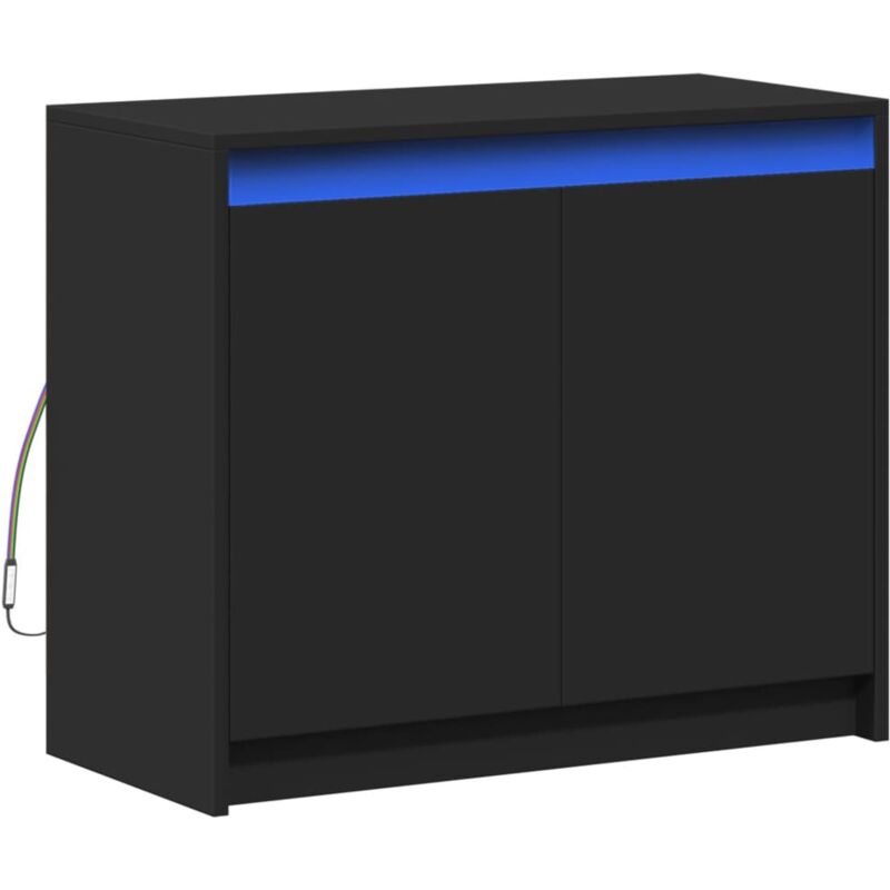 Vidaxl - Buffet avec led noir 72x34x61 cm bois d'ingénierie