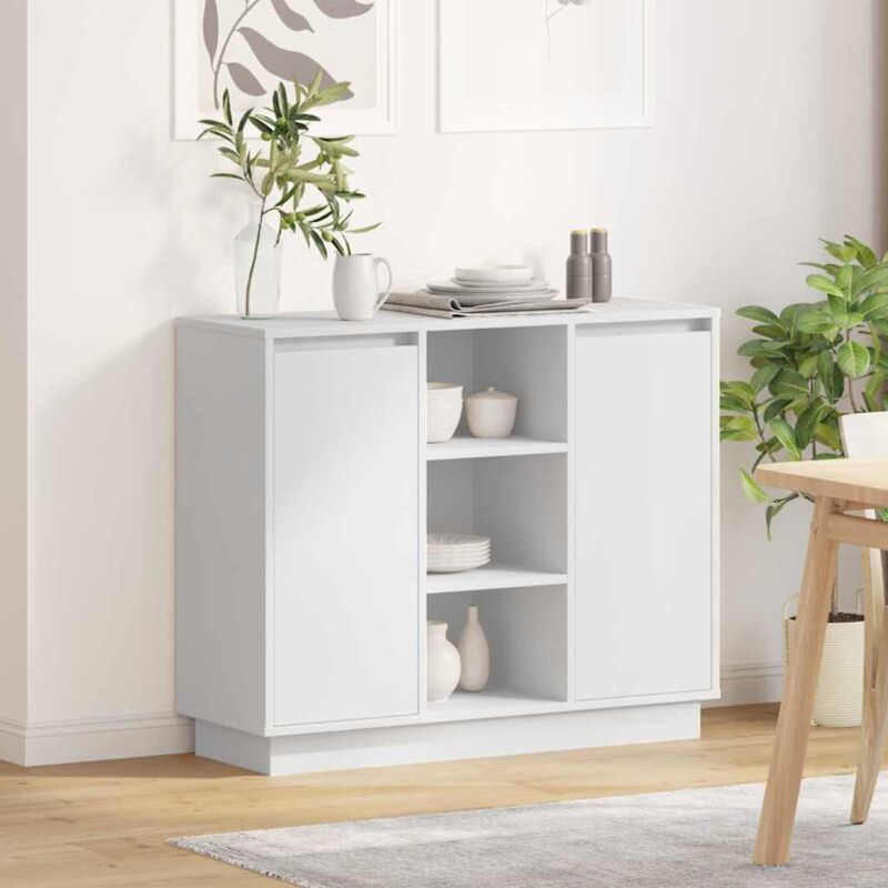 Buffet avec étagère Blanc 90 x 32 x 75 cm Bois d'ingénierie Vidaxl