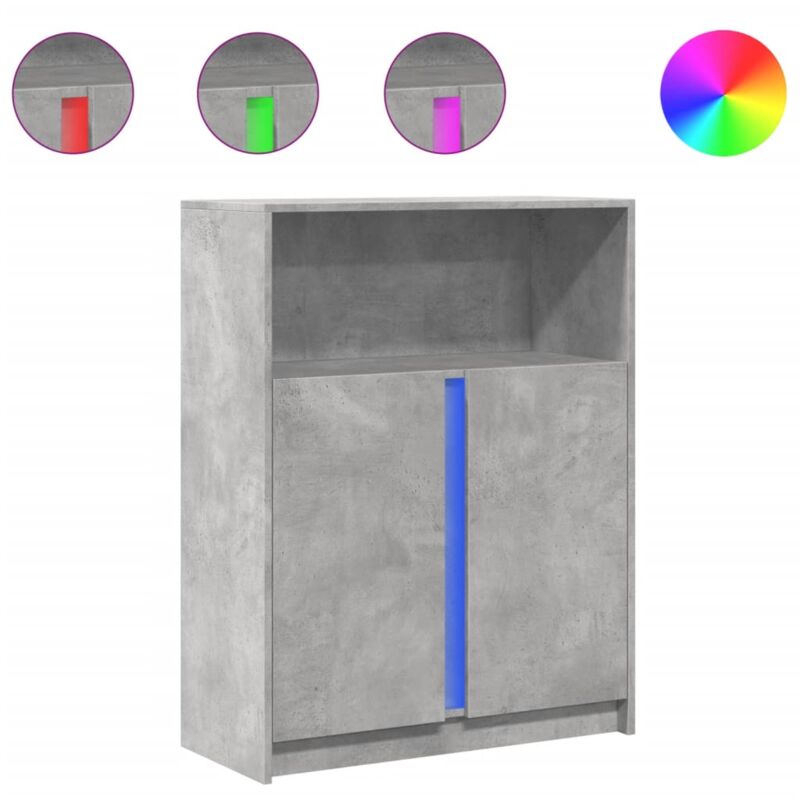 Vidaxl - Buffet avec led gris béton 77x34x100 cm bois d'ingénierie