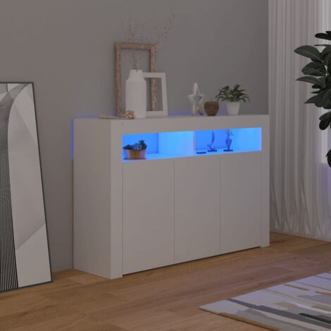 ULISEM Buffet avec lumières LED Blanc 115,5x30x75 cm