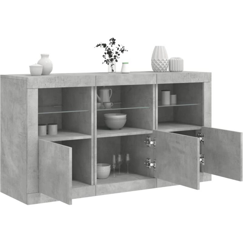Vidaxl - Buffet avec lumières led gris béton 123x37x67 cm