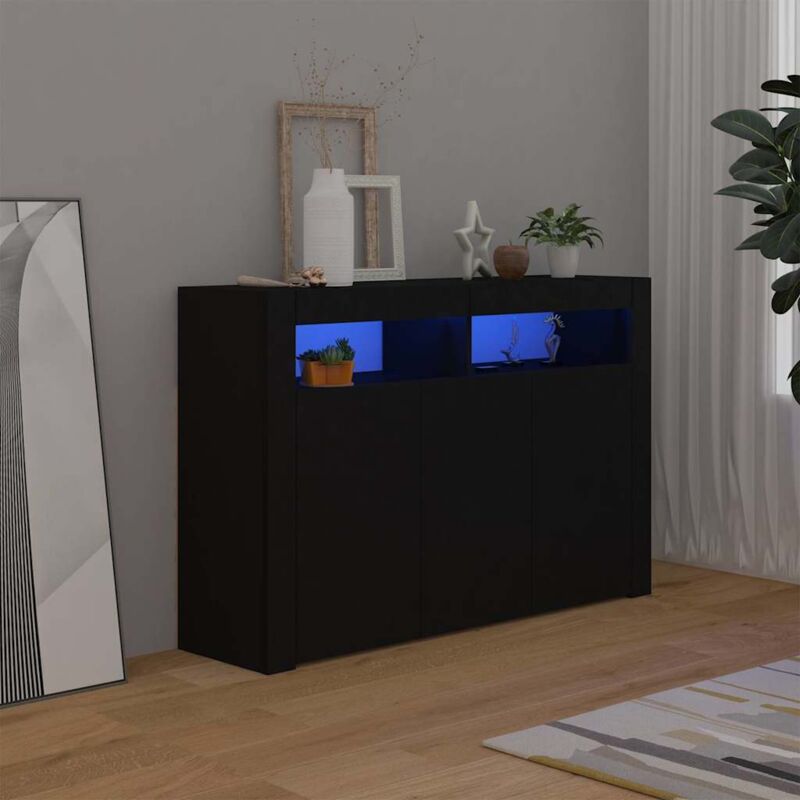 Vidaxl - Buffet avec lumières led noir 115,5x30x75 cm