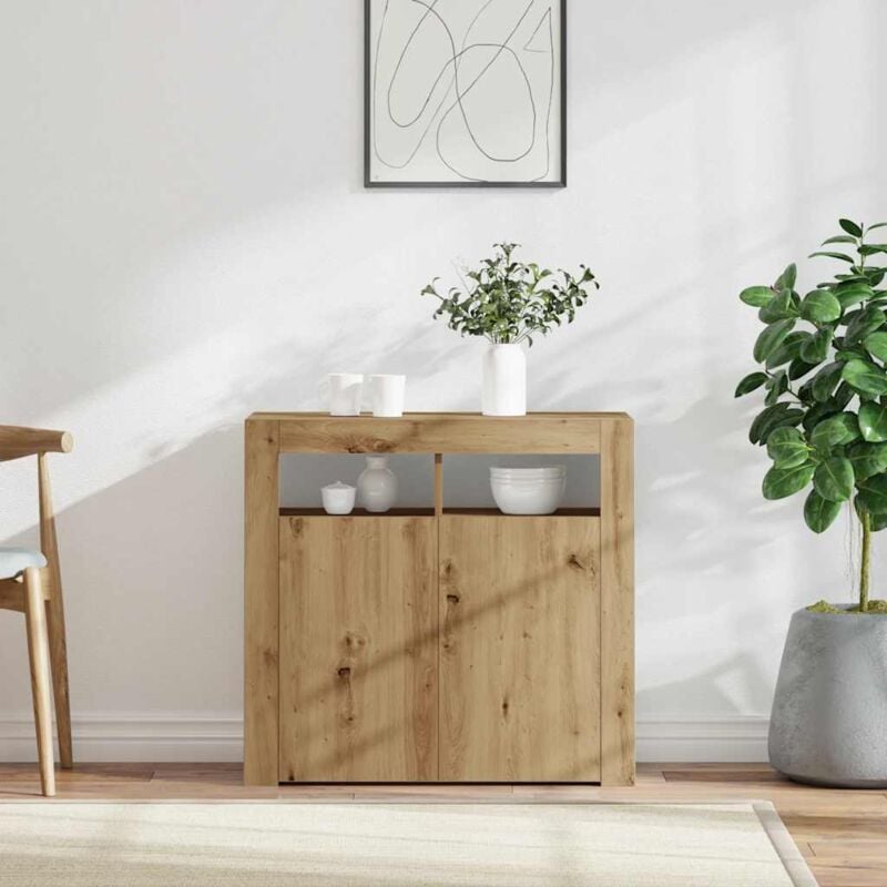 Vidaxl - Buffet avec lumières led chêne artisanal bois d'ingénierie
