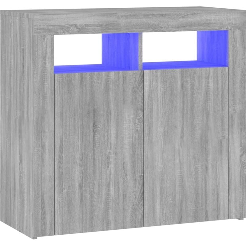 Vidaxl - Buffet avec lumières led sonoma gris 80x35x75 cm