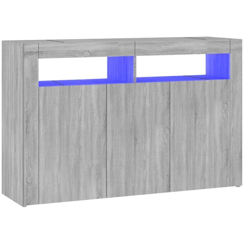 Buffet avec lumières LED sonoma gris 115,5x30x75 cm